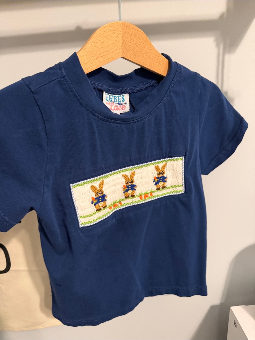 Navy Bunny Smocked Tee for Kids -